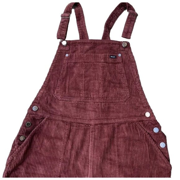 RVCA Women Succession Corduroy Overall Pant Size 28 Espresso AVJNP00160 - Picture 9 of 12